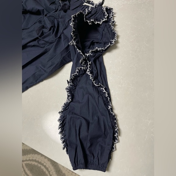 EUC ULLA JOHNSON Blue Amandine Embroidered Cold Shoulder Ruffle Blouse - Picture 9 of 10